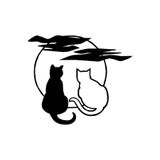 TSC İki Kedi Ay Gökyüzü Sticker Araba Çok Renkli, EY-1-171