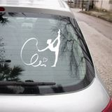 TSC Kalp Ve Dans Eden Balet Sticker Yapıştırma Beyaz Renk 18CM