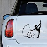 TSC Kalp Ve Dans Eden Balet Sticker Yapıştırma Siyah Renk 18CM