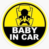 TSC MD2 Dikkat Arabada Bebek Var Sticker Etiket 18 cm Oto Cam Uyarı Levha