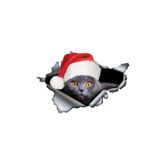 TSC Santa Şapka Komik Kedi Araba Sticker 18cm Çok Renkli, EYh1Y116