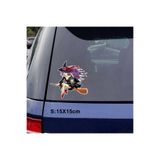 TSC Süpürgeli Cadı Araba Sticker Oto 15 Cm Arka Cam Çok Renkli, STICKER2K21