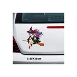 TSC Süpürgeli Cadı Araba Sticker Oto Yapıştırma 16 Cm Çok Renkli, STICKER2K22