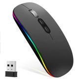 Tsemy LED Kablosuz Fare, Şarj Edilebilir İnce Sessiz Fare Taşınabilir 2.4G Optik Bilgisayar Faresi Dizüstü Bilgisayar, Bilgisayar, Dizüstü Bilgisayar, Masaüstü için Ayarlanabilir DPI (Gri)