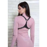 TShirt Bluz Elbise Üzeri Yaka Crop Kemer Deri Harness