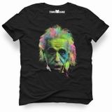 Tshirthane Albert Einstein Colors Siyah Erkek Tshirt