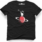 Tshirthane Astronaut Stay on Saturn Siyah Erkek T-shirt