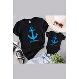 Tshirthane Baba Oğul Kız Captain First Mate(Tek Ürün Fiyatıdır Kombin Yapmak Için En Az 2 Adet Sepete Ekleyiniz - 0 - 3 Ay - Siyah