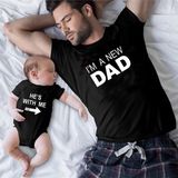 Tshirthane Baba Oğul New Dad Zıbın Tshirt(Tek Ürün Fiyatıdır Kombin Yapmak Için 2 Adet Sepete Ekleyiniz) - 2XL - Siyah