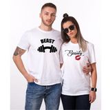 Tshirthane Beast Beauty Dumbell Kurdele Sevgili Kombinleri T-shirt Kombini