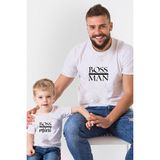 Tshirthane Boss Man Boss Mini Baba Oğul Kız Tshirt(Tek Ürün Fiyatıdır Kombin Yapmak Için 2 Adet Sepete Ekleyini - 4XL - Beyaz