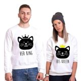 Tshirthane Cat King Cat Queen Sevgili Kombinleri Sweatshirt Kombini, Kadın, L-Tek Ürün Fiyatıdır, Kombin Yapmak İçin En Az 2 Adet Sepete Ekleyiniz