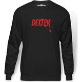 Tshirthane Dexter Red Logo Baskılı Erkek Örme Sweatshirt Uzun Kol - Füme - Siyah