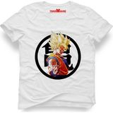 Tshirthane Dragon ball saiyan Erkek T-Shirt - XS - Beyaz