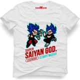 Tshirthane Dragon ball saiyan God. Erkek T-Shirt - XS - Beyaz