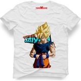 Tshirthane Dragon ball super saiyan Erkek T-Shirt - XL - Beyaz