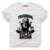 Tshirthane Dragon Ball Super Saiyan Traning Beyaz Erkek T-shirt