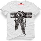 Tshirthane Dreamcatcher wolf tuy Erkek T-Shirt - Beyaz