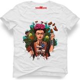 Tshirthane Frida Kahlo Beyaz Erkek T-Shirt - XL