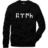 Tshirthane Göktürkçe Türk Erkek Uzun Kollu Bisiklet Yaka Sweatshirt - Siyah