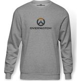 Tshirthane Icons Transparent Emblem Overwatch 2 Baskılı Gri Melanj Erkek Örme Sweatshirt Uzun kol