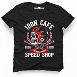 Tshirthane İron Cafe Speed Shop Siyah Erkek T-shirt