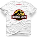 Tshirthane Jurassic Park Dinosaurs Beyaz Erkek T-Shirt - L