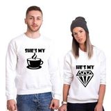 Tshirthane Kahve Elmas 2'li Sevgili Sweatshirt