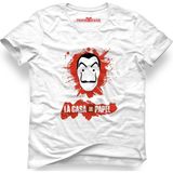 Tshirthane La Case De Papel Kırmızı Fırça Beyaz Erkek T-Shirt - XS