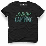 Tshirthane Lets Go Camping Tipografi Siyah Erkek T-shirt
