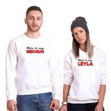 Tshirthane Leyla Mecnun Erkek Sevgili Kombinleri Sweatshirt Kombini, Kadın, XS-Tek Ürün Fiyatıdır, Kombin Yapmak İçin En Az 2 Adet Sepete Ekleyiniz