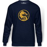 Tshirthane Mortal Kombat Baskılı İndigo Mavi Lacivert Erkek Örme Sweatshirt Uzun kol