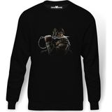 Tshirthane Mortal Kombat Baskılı Siyah Erkek Örme Sweatshirt Uzun Kol - XL