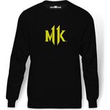 Tshirthane Mortal Kombat Mk Logo Baskılı Siyah Erkek Örme Sweatshirt Uzun kol