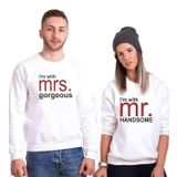 Tshirthane Mr Mrs Handsome Gorgeous Sevgili Kombinleri Sweatshirt Kombini, Erkek, XS-Tek Ürün Fiyatıdır, Kombin Yapmak İçin En Az 2 Adet Sepete Ekleyiniz