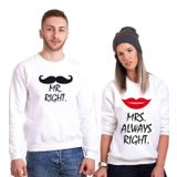 Tshirthane Mr. Mrs. Right. Sevgili Kombinleri Sweatshirt Kombini, Kadın, L-Tek Ürün Fiyatıdır, Kombin Yapmak İçin En Az 2 Adet Sepete Ekleyiniz