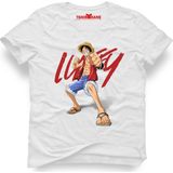Tshirthane One Piece Luffy Beyaz Erkek T-Shirt