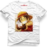 Tshirthane One Piece Monkey D. Luffy Manga Anime Beyaz Erkek T-Shirt