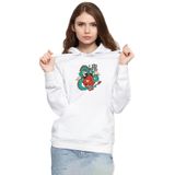 Tshirthane P18738S7374 Dragon Samurai Anime 3ip Kapüşonlu Kadın Beyaz Sweatshirt