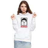 Tshirthane P21000S9661 El Chapo Gangster Swagger 3ip Kapüşonlu Kadın Beyaz Sweatshirt