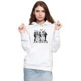 Tshirthane P21235S1173 Halloween Friends Beyaz Kadın Kapüşonlu Sweatshirt
