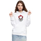 Tshirthane P22497S8028 Pennywise Face Beyaz 3ip Kapüşonlu Kadın Sweatshirt