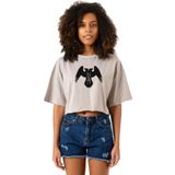 Tshirthane P23483S2051 Thor's Ravens Huginn and Muninn Taş Rengi Kadın Crop