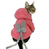 Tshirthane Pinky Rabbit Sweatshirt Kapşonlu Kedi Kıyafeti Kedi Sweatshirt