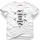 Tshirthane Pubg The Drop Chute Loot Pan Repeat Beyaz Erkek T-shirt