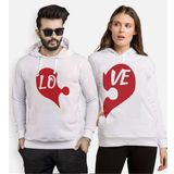 Tshirthane Puzzle Kalp Lo ve Sevgili Kombinleri Kapüşonlu Kombini