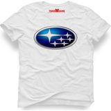 Tshirthane Subaru Logo Beyaz Erkek T-Shirt - XS