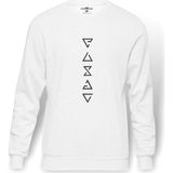 Tshirthane The Witcher Signs Dikey Baskılı Beyaz Erkek Örme Sweatshirt Uzun kol