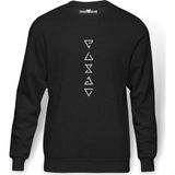 Tshirthane The Witcher Signs Dikey Baskılı Erkek Örme Sweatshirt Uzun Kol - Füme - Siyah