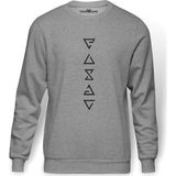 Tshirthane The Witcher Signs Dikey Baskılı Gri Melanj Erkek Örme Sweatshirt Uzun kol